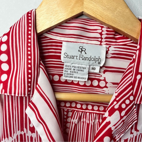SOLD Vintage Semi-Sheer Stuart Randolph button Down Short Sleeve Blouse - Picture 7 of 10